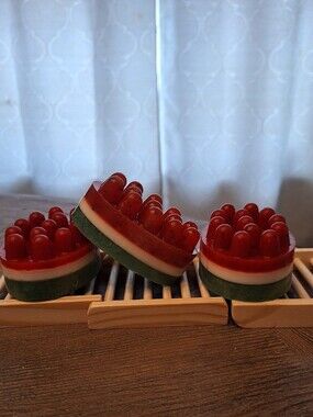Handmade Red, White & Green Layered Massage Soap Bar - Set of 3  Watermelon
